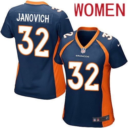 Women Denver Broncos #32 Andy Janovich Nike Navy Game NFL Jersey->women nfl jersey->Women Jersey
